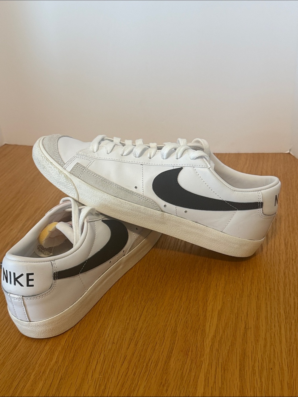 Nike Men’s Blazer Low ‘77 White Sneakers with Black Swoosh